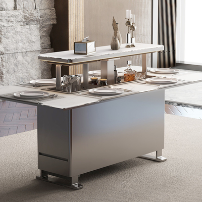 Tavolo da pranzo con console di marmo in acciaio inossidabile