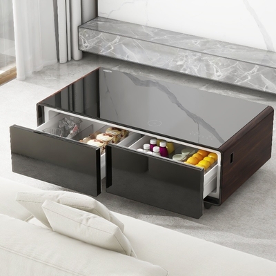 Smart Tempered Glass Top Tavolo da caffè in legno per mobili da letto 1295*705*460mm