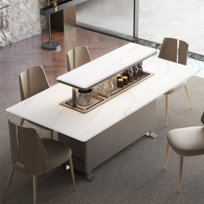 Tavolo da pranzo con console di marmo in acciaio inossidabile