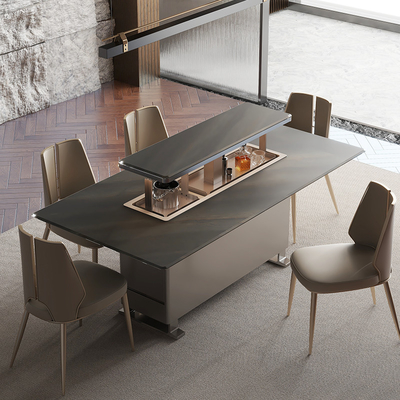Tavolo da pranzo con console di marmo in acciaio inossidabile