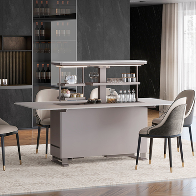Tavolo da pranzo con console di marmo in acciaio inossidabile