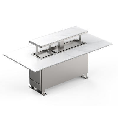 Tavolo da pranzo con console di marmo in acciaio inossidabile