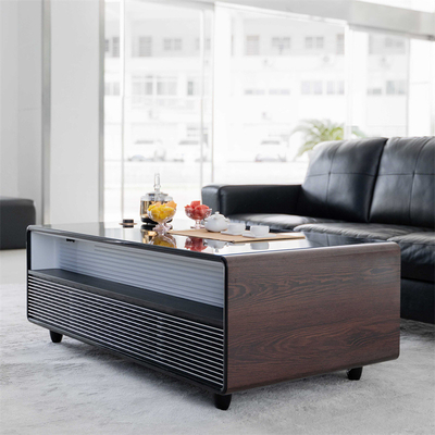 Smart Tempered Glass Top Tavolo da caffè in legno per mobili da letto 1295*705*460mm
