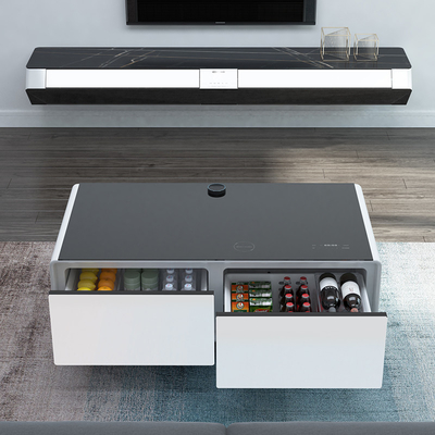 Tavolo da caffè intelligente a doppia porta con carica wireless e lettore musicale