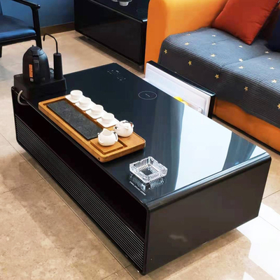 Tavolo da caffè in vetro temperato moderno con cassetti del frigorifero per il soggiorno Arredamento domestico