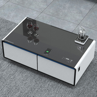 Tavolo da letto intelligente per alimenti con cassetto di raffreddamento carica wireless e frigorifero