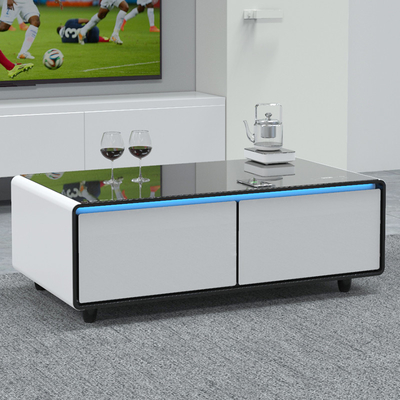Tavolo da letto intelligente per alimenti con cassetto di raffreddamento carica wireless e frigorifero