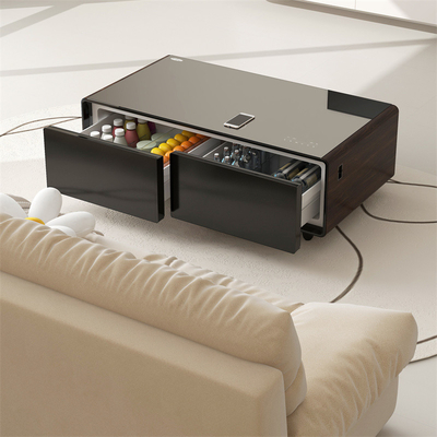Smart Coffee Table con cassetto frigorifero integrato e tecnologia compressore del lettore musicale