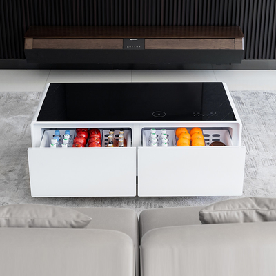 Frigo per tavolo da caffè moderno con caricabatterie USB wireless e altoparlante incorporato