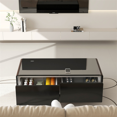 NO App-controlled Living Furniture Tavolo da caffè con telaio in acciaio inossidabile e tetto in vetro temperato
