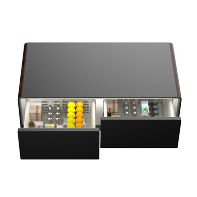 Carica wireless Tavolo in vetro temperato con doppio cassetto frigorifero Luce LED 220V 60W
