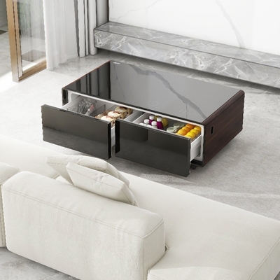 Smart Living Table Tavolo da caffè di lusso con lettore musicale e frigorifero NO Piegato