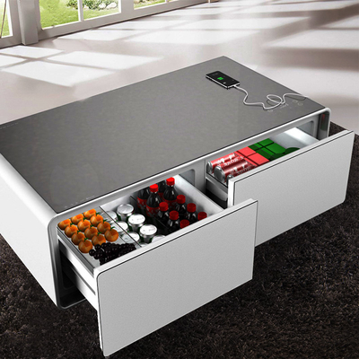 Mobili per la vita moderna Voltaggio 110-240V Tavolo da caffè con cassetto di raffreddamento e luce a LED