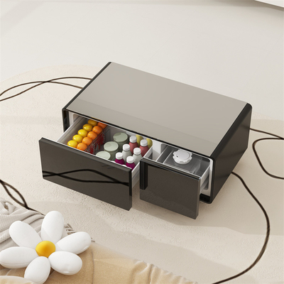Frigorifero per tavolo da caffè intelligente con cassetto di vetro per ricarica wireless e mini bar