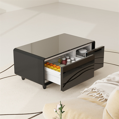 Tavolo da caffè intelligente personalizzato con cassetto frigorifero e ricarica wireless