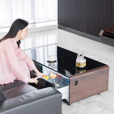 Frigorifero intelligente con altoparlanti musicali ricarica wireless e tavolino in vetro temperato