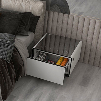 2024 Mobile multifunzione per tavolo da caffè intelligente con mini frigorifero e ricarica wireless