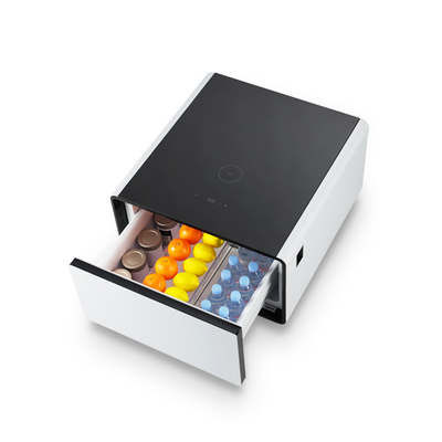 Carica wireless Smart Coffee Table per camera da letto e cassetto di raffreddamento in grano di legno
