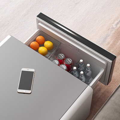 Carica wireless Smart Coffee Table per camera da letto e cassetto di raffreddamento in grano di legno