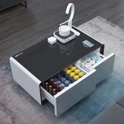 Tavolo da caffè elettrico bianco con modello di logo con tecnologia moderna di raffreddamento del frigorifero