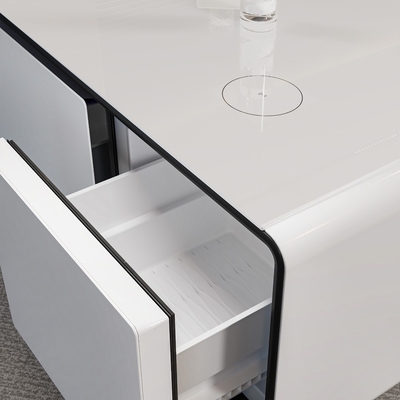 Smart Furniture Tavolo da caffè con logo stampato su vetrina e 2 cassetti frigoriferi