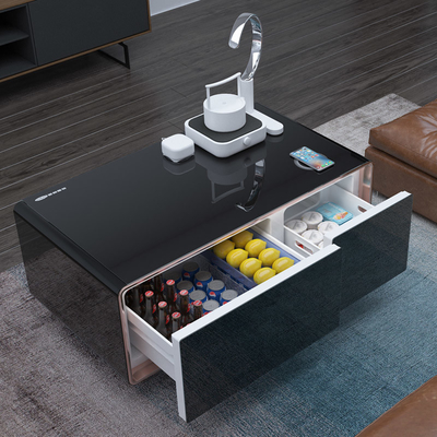 Tavolo da caffè elettrico bianco con modello di logo con tecnologia moderna di raffreddamento del frigorifero