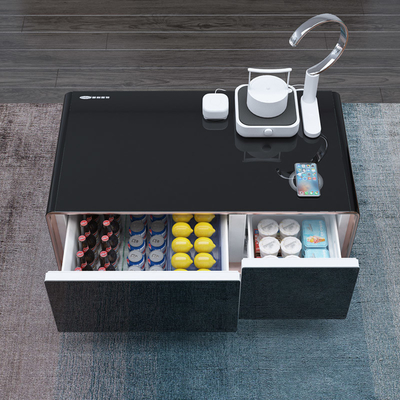 Tavolo da caffè elettrico bianco con modello di logo con tecnologia moderna di raffreddamento del frigorifero