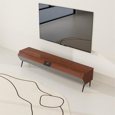 Mobili intelligenti supporto TV in legno con luce LED atmosfera e guscio laterale in legno massello