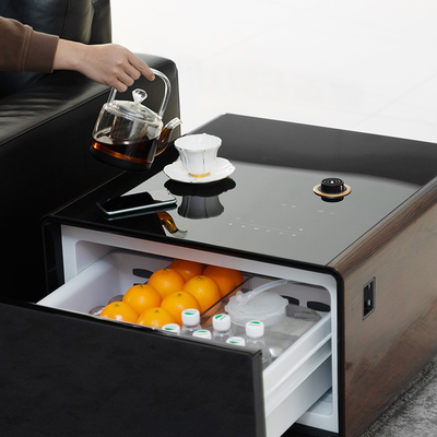 Mini tavolo da caffè con cassetto di raffreddamento e capacità di ricarica wireless