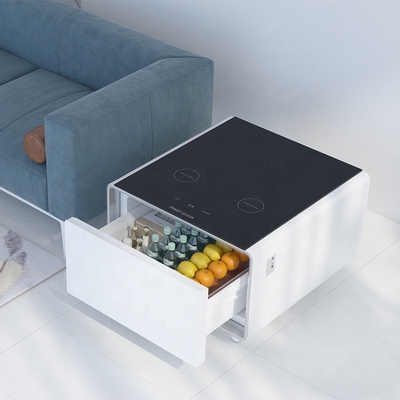Piccoli mobili per ufficio domestico Tavolo da caffè moderno con frigorifero e luce a LED
