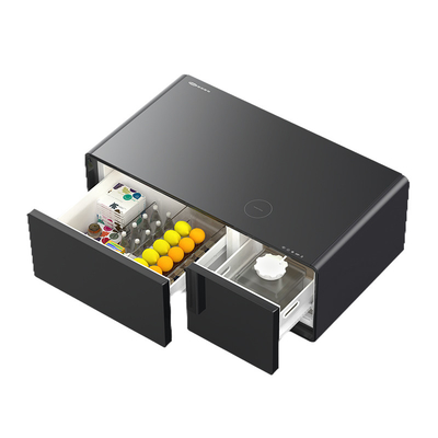 Mini frigorifero in vetro temperato frigorifero intelligente 90L con doppio cassetto ricarica wireless