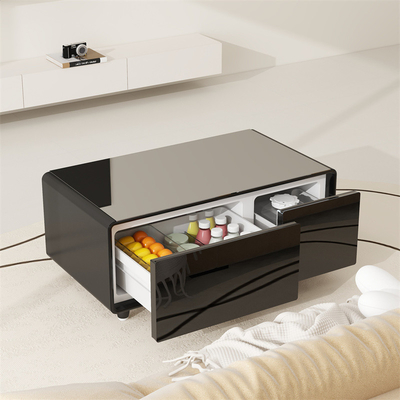 Carica wireless comodini da notte per mobili per soggiorni moderni Bianco/Oro/Granello di legno