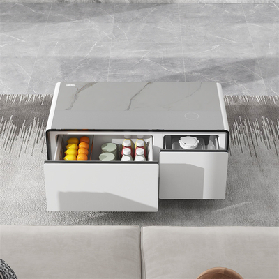 Moderna ricarica wireless Mini frigorifero Smart Tavolo da caffè con tavolino in vetro temperato