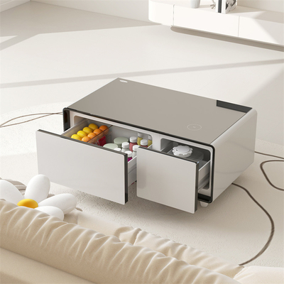 Moderna ricarica wireless Mini frigorifero Smart Tavolo da caffè con tavolino in vetro temperato