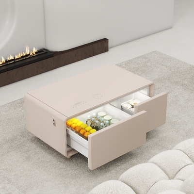 Mobili da soggiorno Tavolo da caffè moderno con ricarica wireless e mini frigorifero